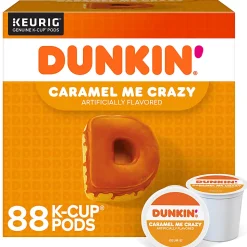 Dunkin' Donuts Coffee K-Cup® Pods, Caramel Me Crazy, Medium Roast, 22 Pods Per Box, Set Of 4 Boxes