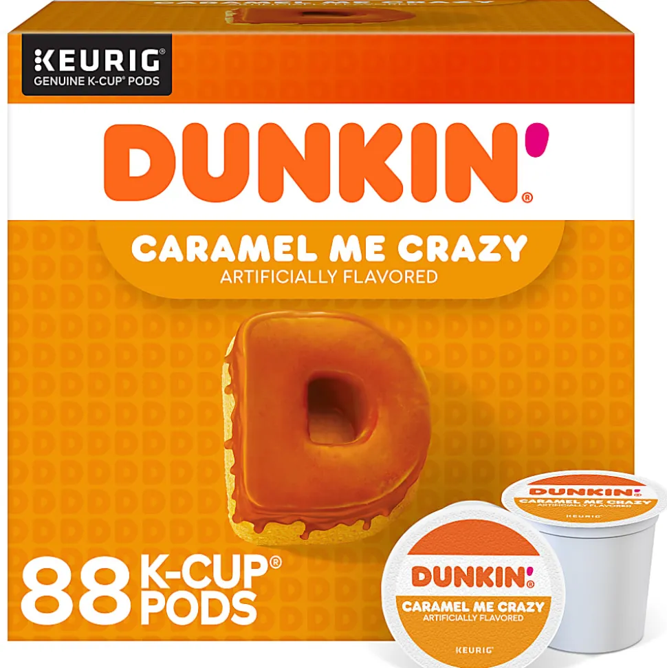 Dunkin' Donuts Coffee K-Cup® Pods, Caramel Me Crazy, Medium Roast, 22 Pods Per Box, Set Of 4 Boxes