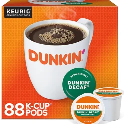 Dunkin' Donuts Decaf Keurig Single-Serve K-Cup Pods, Medium Roast, 22 Pods Per Pack, Case Of 4 Packs