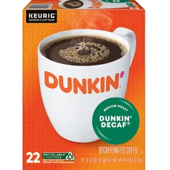 Dunkin' Donuts Decaf Keurig Single-Serve K-Cup Pods, Medium Roast, 22 Pods Per Pack, Case Of 4 Packs
