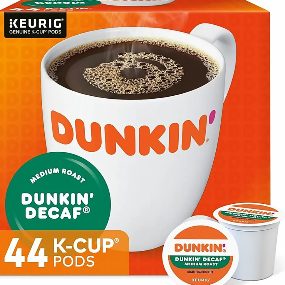Dunkin' Donuts Decaf Keurig® Single-Serve K-Cup® Pods, Medium Roast, Box of 44 K-Cup® Pods