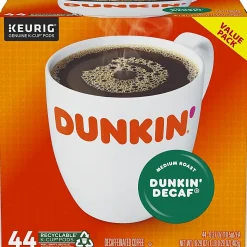 Dunkin' Donuts Decaf Keurig® Single-Serve K-Cup® Pods, Medium Roast, Box of 44 K-Cup® Pods