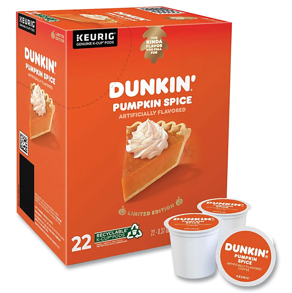 Dunkin' Donuts Dunkin Donuts K Cup Pods, Pumpkin Spice, Box Of 22 Pods