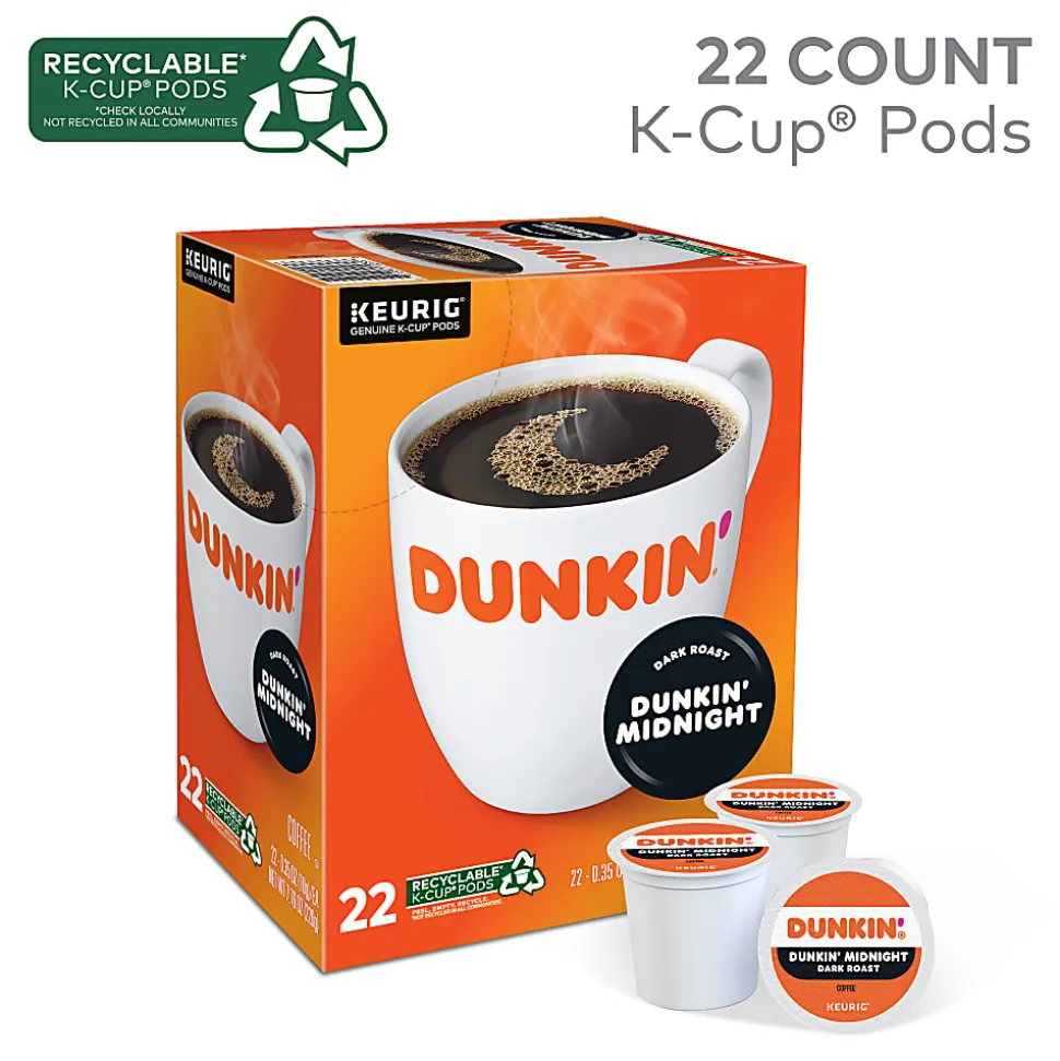 Dunkin' Donuts Midnight Single-Serve Coffee K-Cup®, Carton Of 22