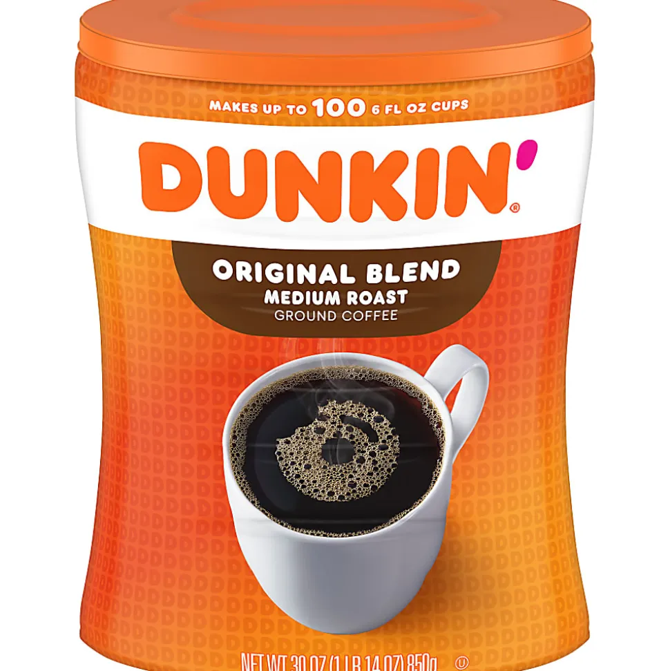 Dunkin' Donuts Original Blend Ground Canister Coffee, Medium Roast, Case Of 4, 30 Oz Per Canister