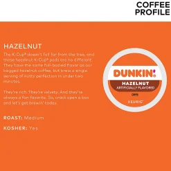 Dunkin' Donuts Single-Serve Coffee K-Cup®, Hazelnut, Carton Of 22