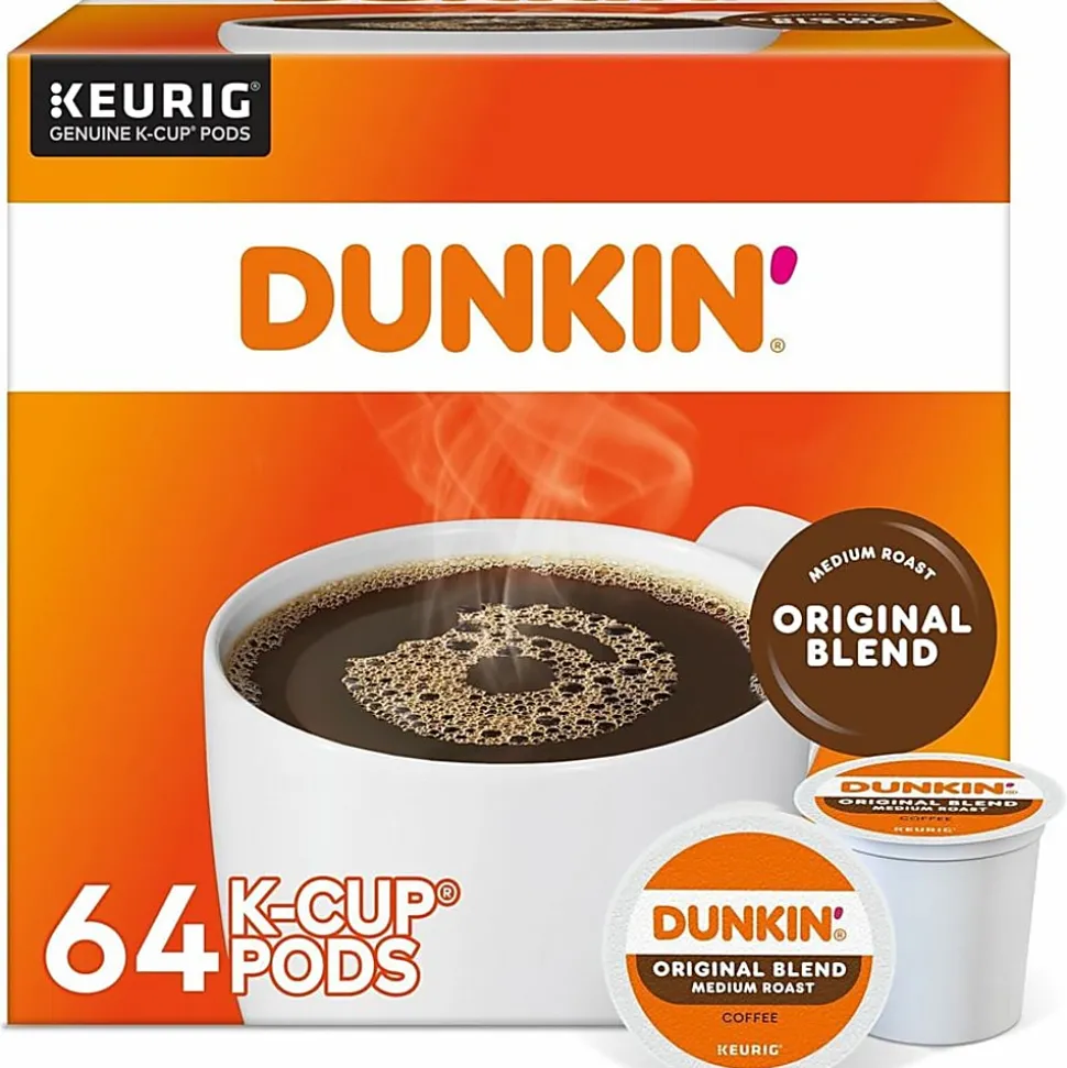 Dunkin' Donuts Single-Serve Coffee K-Cup® Pods, Original Blend, Medium Roast, Carton Of 64 Pods