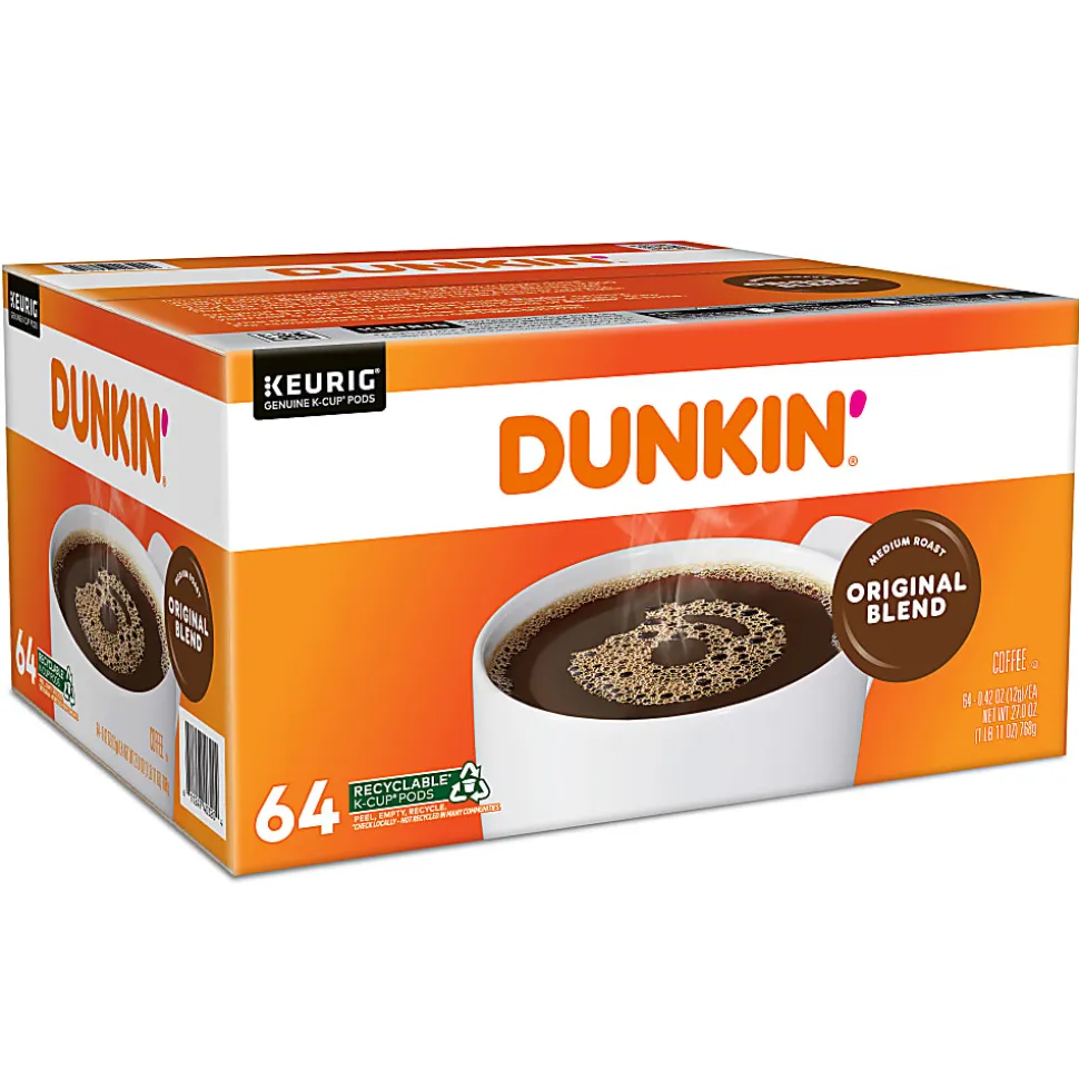 Dunkin' Donuts Single-Serve Coffee K-Cup® Pods, Original Blend, Medium Roast, Carton Of 64 Pods