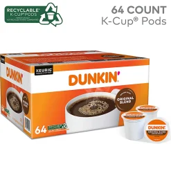 Dunkin' Donuts Single-Serve Coffee K-Cup® Pods, Original Blend, Medium Roast, Carton Of 64 Pods