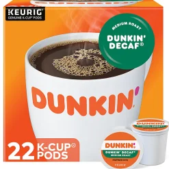 Dunkin' Donuts Single-Serve Coffee K-Cup®, Decaffeinated, Carton Of 22