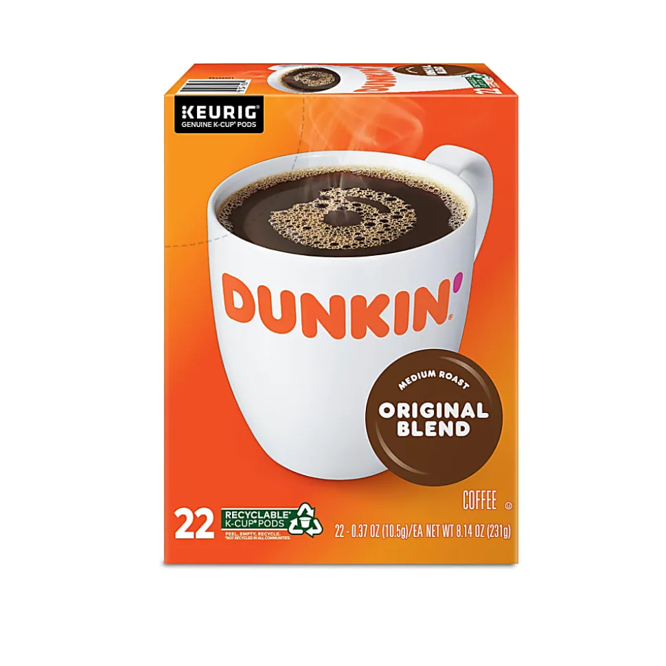 Dunkin' Original Blend Keurig Single Serve K-Cup Pods, Medium Roast, 22 Pods Per Pack, Case Of 4 Packs