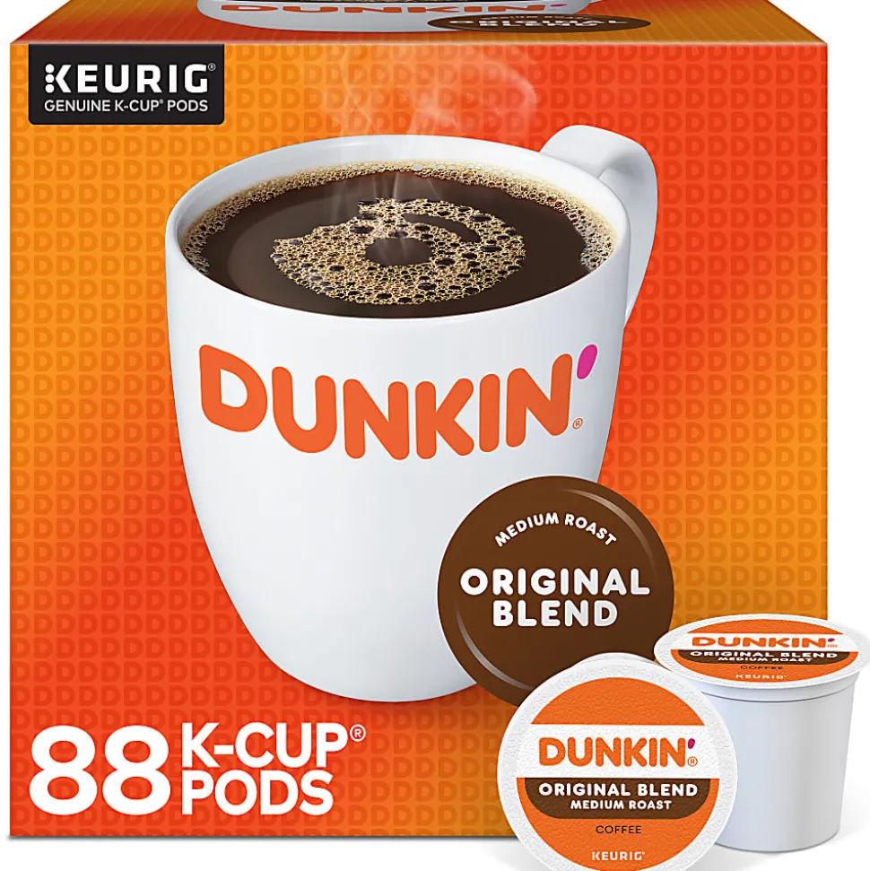Dunkin' Original Blend Keurig Single Serve K-Cup Pods, Medium Roast, 22 Pods Per Pack, Case Of 4 Packs