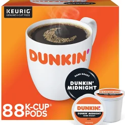Dunkin' Single-Serve Coffee K-CupĀ®, Dark Roast, Carton of 4 Boxes of 22
