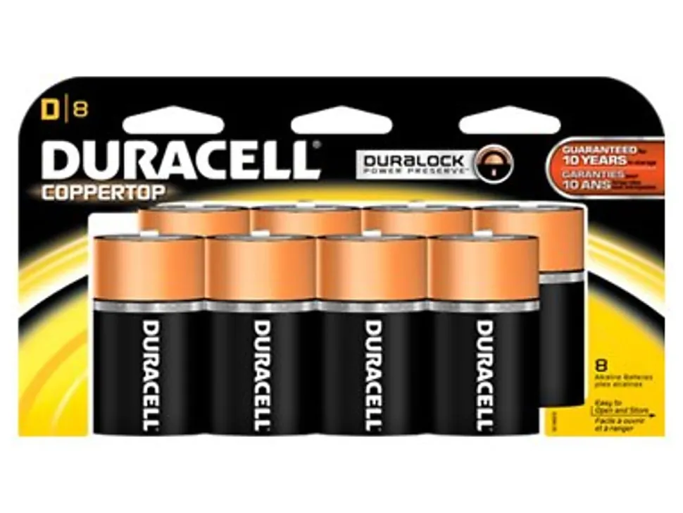 Duracell® Coppertop D Alkaline Batteries, Pack of 8, MN13R8DW