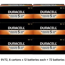 Duracell® Coppertop 9V Alkaline Batteries, Box of 12, Case of 6 Boxes