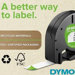 DYMO Labeling Tape for LetraTag Label Makers, Black Print on Yellow Labels, 1/2-Inch x 13-Foot Roll