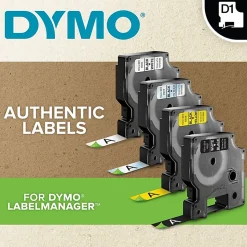 DYMO Labeling Tape for LetraTag Label Makers, Black Print on Yellow Labels, 1/2-Inch x 13-Foot Roll