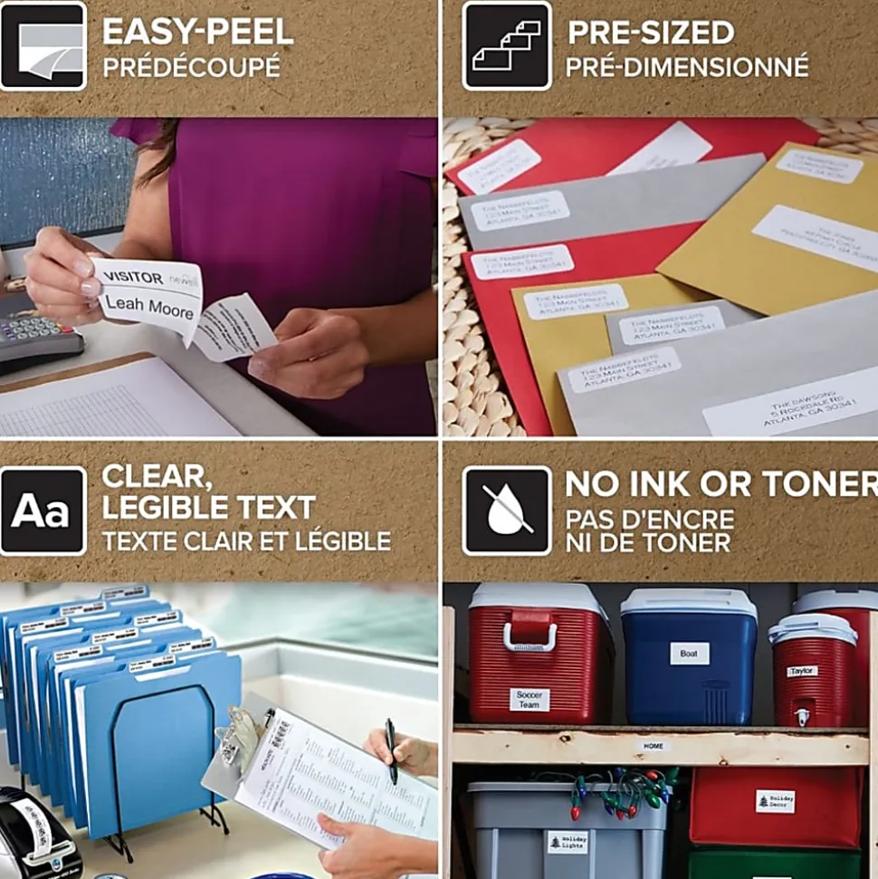 DYMO® LabelWriter Address Labels, 1-1/8" x 3-1/2", Rectangle, White, 350 Labels Per Roll, Pack Of 12 Rolls