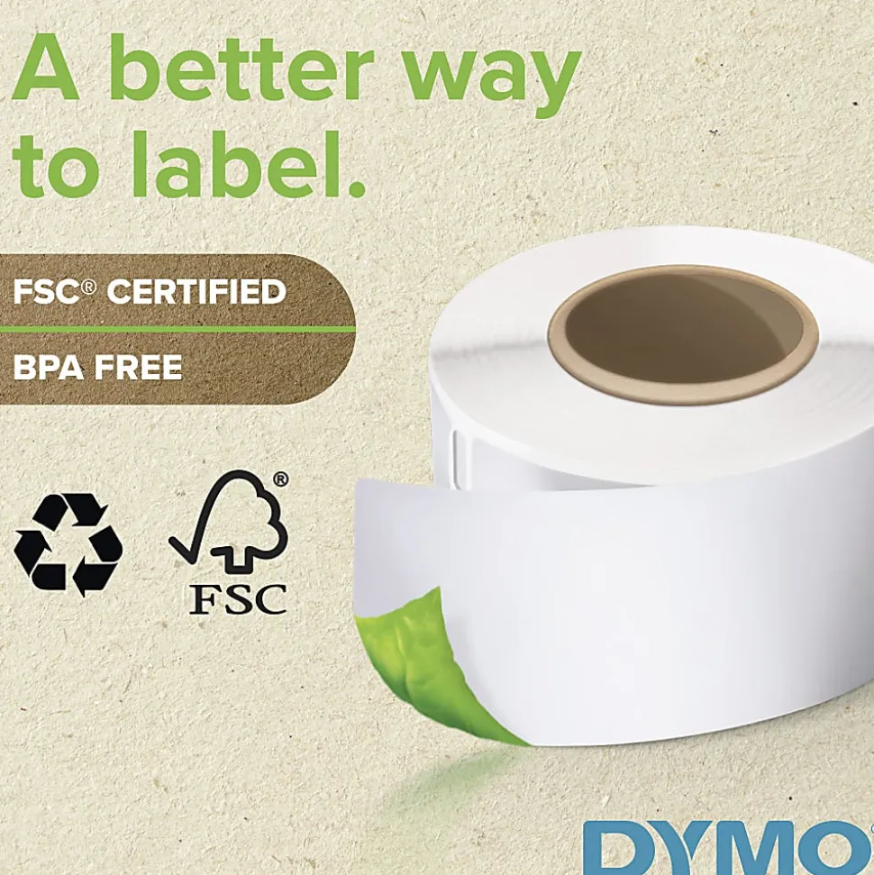 DYMO LabelWriter Label, 30572, White Address Label, 1-1/8" x 3-1/2", 2 Rolls of 260 (520 Total)