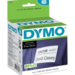 DYMO LabelWriter Self-Adhesive Name Badge Labels, 30857, White, 2 1/4