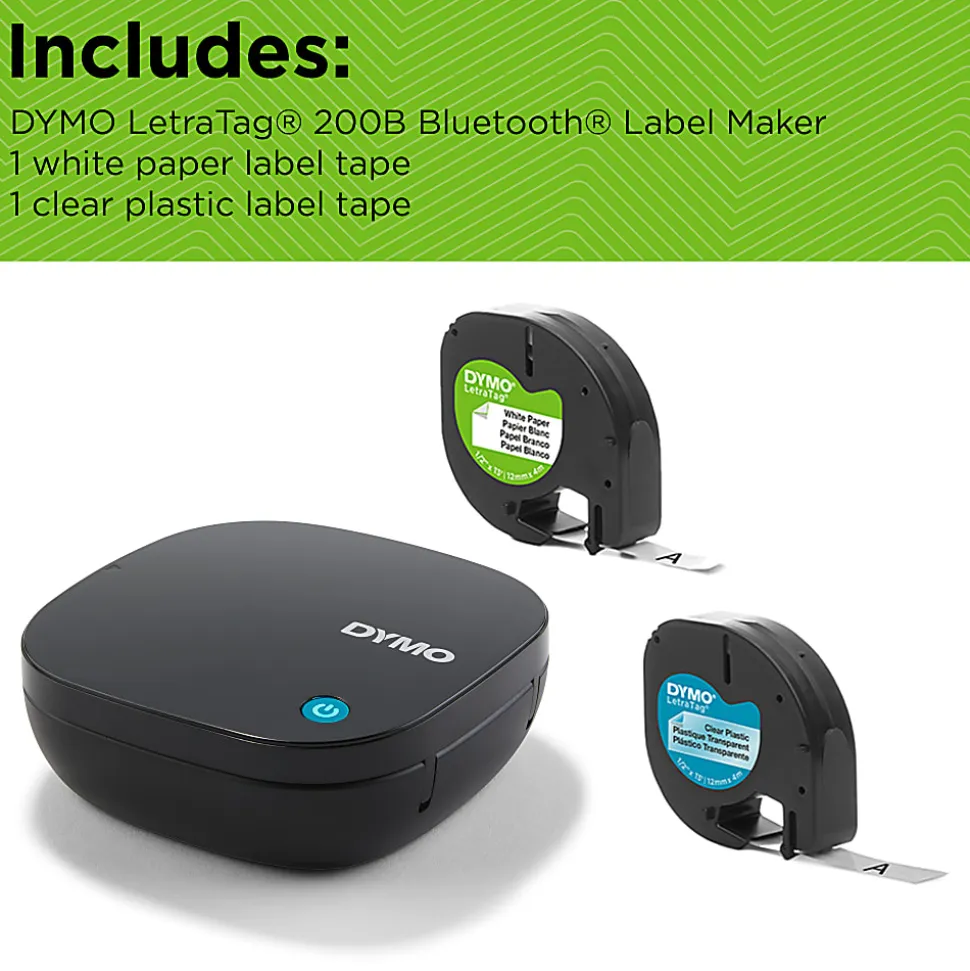 Dymo® Letratag 200B Bluetooth® Label Maker Printer Bundle with 2 Tapes