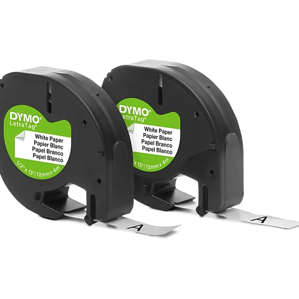 Dymo LetraTag Electronic Labelmaker Tape - 1/2" Width - Direct Thermal - White - Paper - 2/Pack - 3 / Box