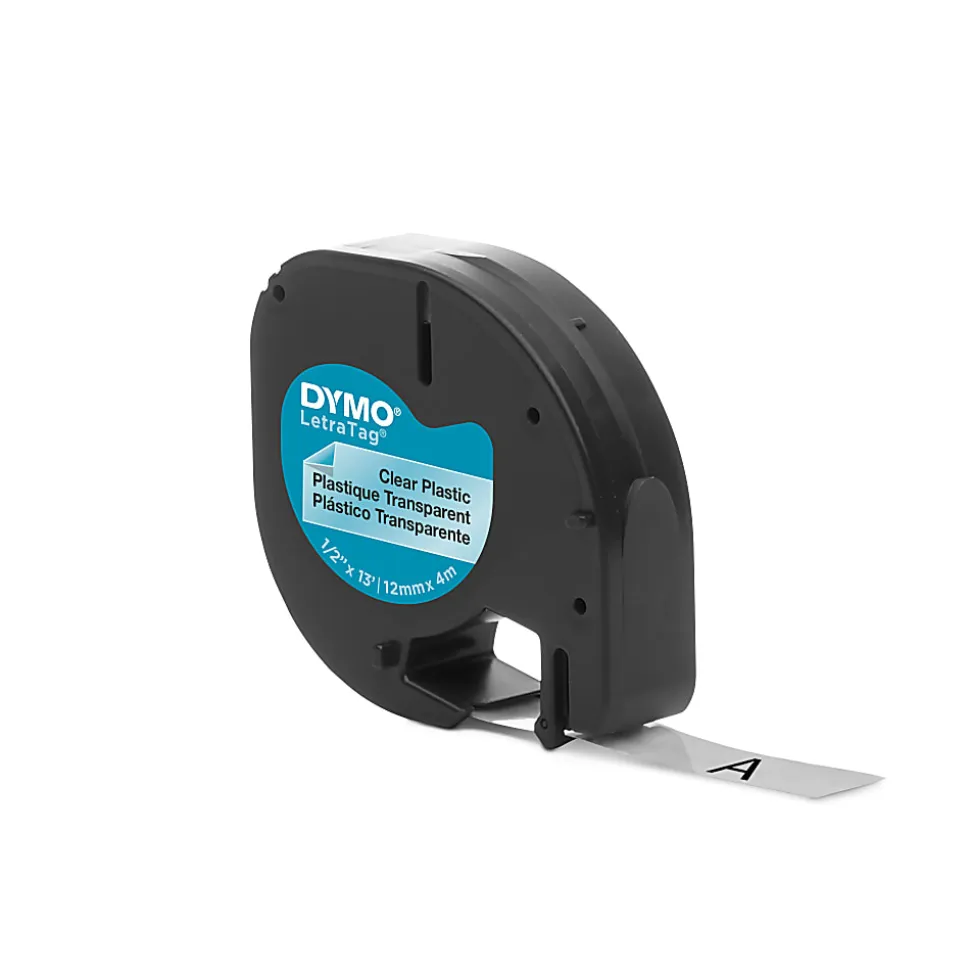 DYMO® LT 16952 Black-On-Clear Tape, 0.5" x 13'