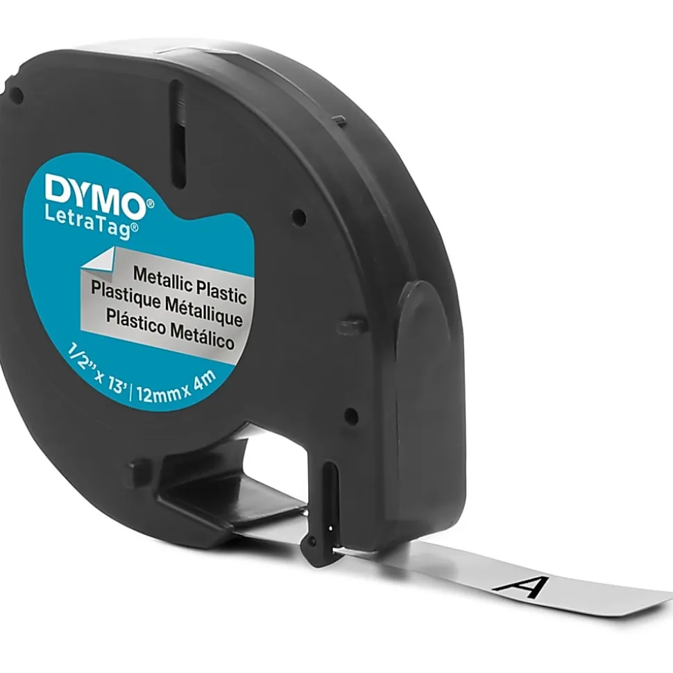 DYMO® LT 91338 Black-On-Silver Tape, 0.5" x 13'