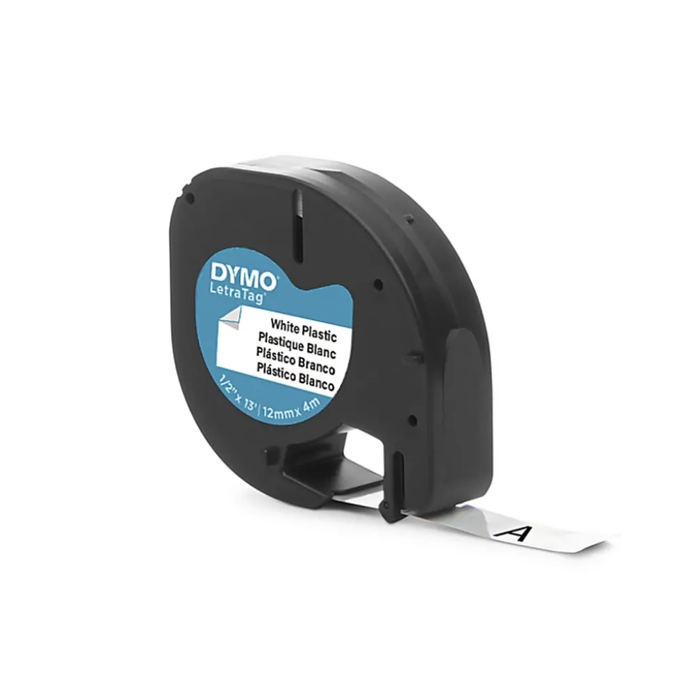 DYMO® LT 91331 Black-On-White Tape, 0.5" x 13'