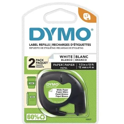 DYMO® LT 10697 Black-On-White Tape, 0.5
