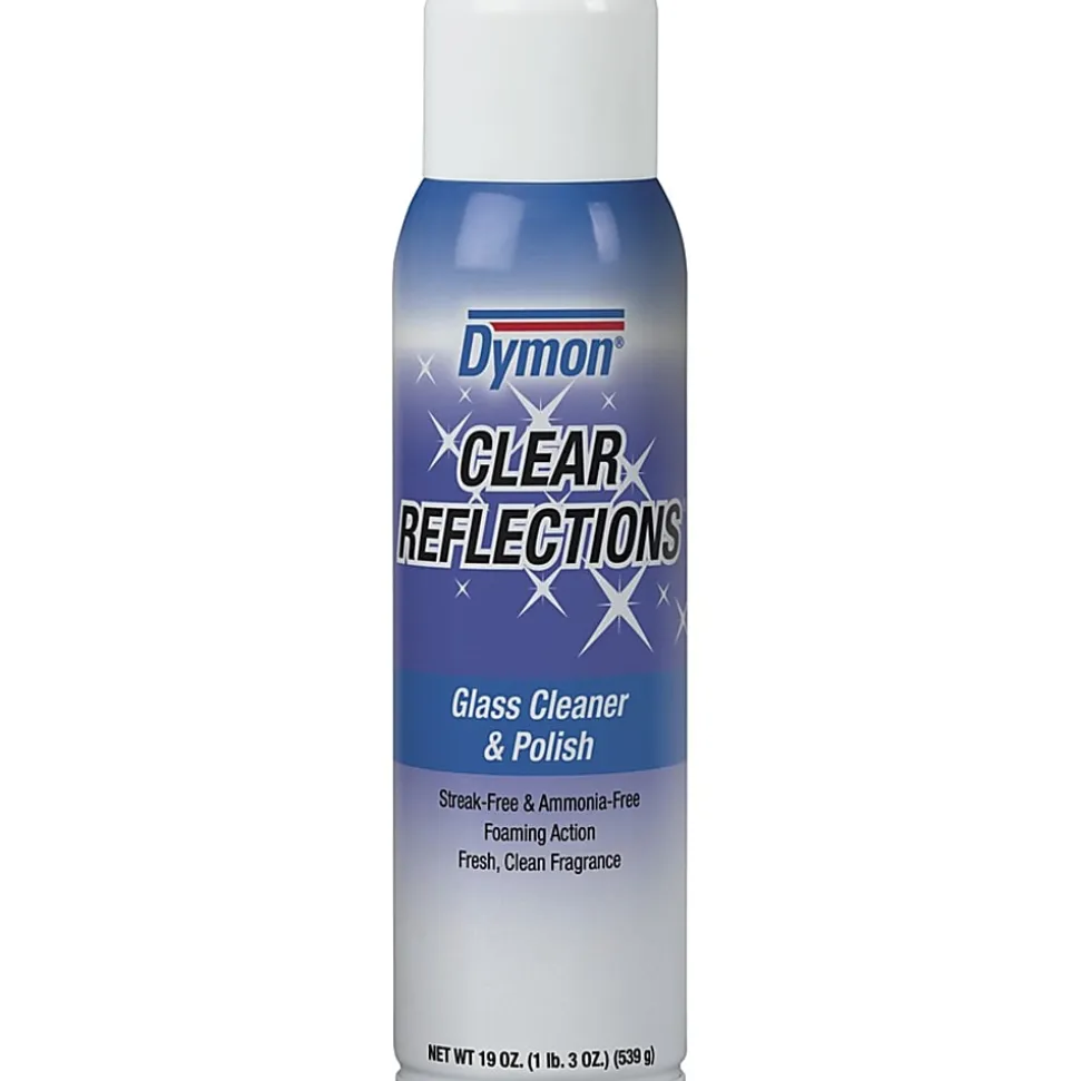 Dymon® Clear Reflections Glass Cleaner Aerosol Spray, 20 Oz Can, Case Of 12