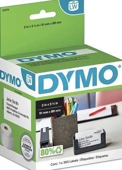 DYMO Non-Adhesive Business Card Labels for LabelWriter Label Printers, White, 2