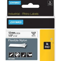 DYMO® Rhino 18488 Black-On-White Tape, 0.5