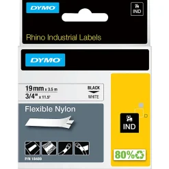 DYMO® Rhino 18489 Black-On-White Tape, 0.75