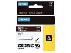 DYMO Rhino Coloured Vinyl - Vinyl - permanent adhesive - white on brown - Roll (0.75 inx18 ft) 1 roll(s) tape - 1805418