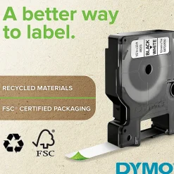 DYMO® Rhino Vinyl Label Tape, 1/2" x 18", White/Red