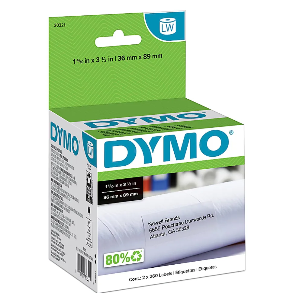 DYMO® White Thermal Address Labels, DYM30321, 1 4/10" x 3 1/2", Box Of 520