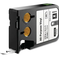 DYMO® XTL™ All-Purpose Vinyl Label Cartridge, 1868751, 1/2" x 23' Roll, Black/White