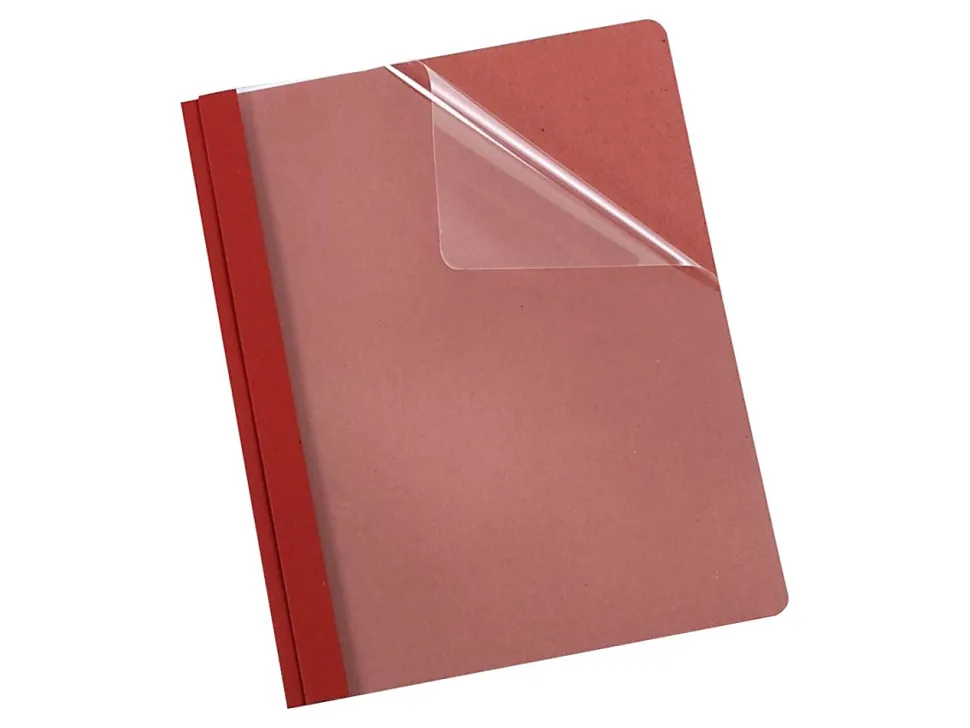 Earthwise® By Oxford™ Clear Front Report Covers With 3-Prong Fasteners, Red, Box Of 25