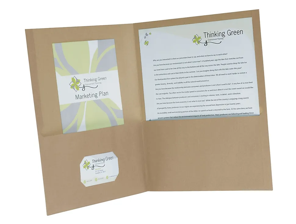 Earthwise® By Oxford™ Twin-Pocket Folders, 8 1/2" x 11", 95% Recycled, Natural, Pack Of 25