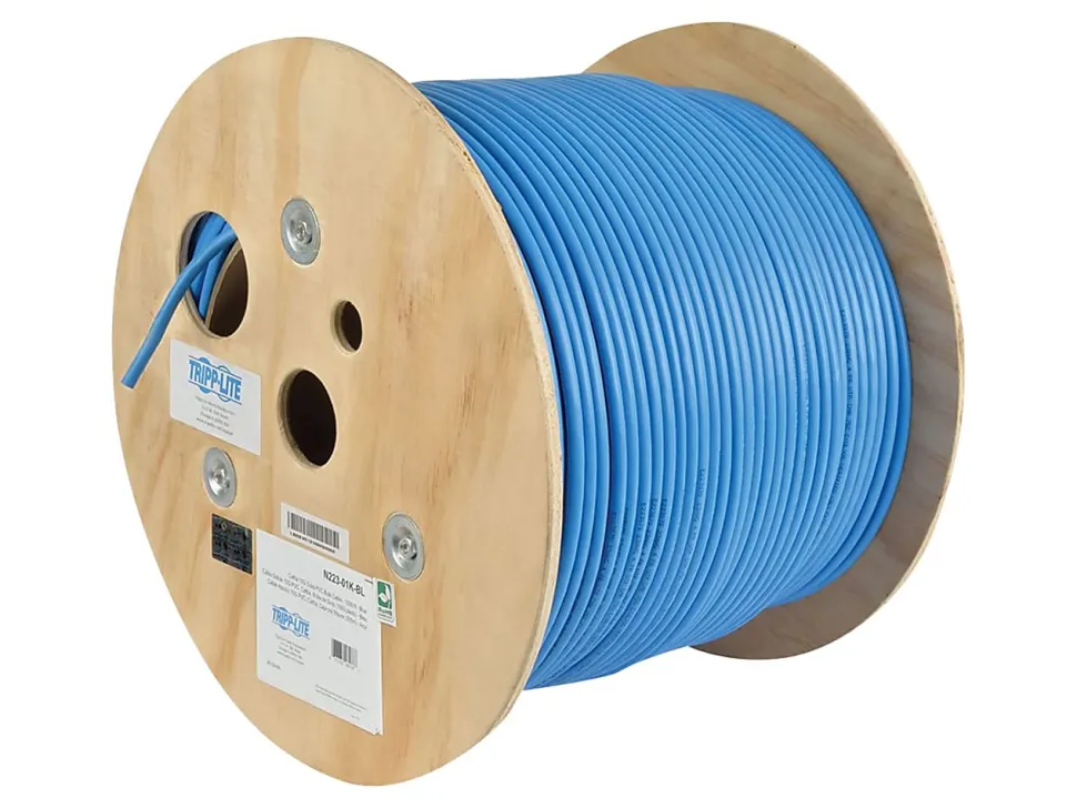 Eaton Tripp Lite Series Cat6a 10G-Certified Solid Core UTP CMR PVC Bulk Ethernet Cable, Blue, 1000 ft. (304.8 m) - N22301KBL