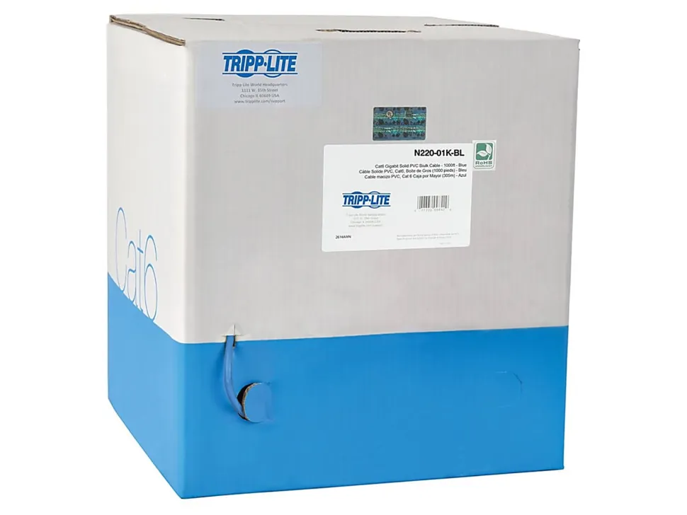 Eaton Tripp Lite Series Cat6 Gigabit Bulk UTP Stranded 24 AWG CMR PVC Cable, Blue, 1000 ft. (304.8 m) TAA - N22001KBL