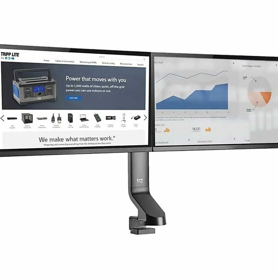 Eaton Tripp Lite Series Dual-Display Monitor Arm with Desk Clamp and Grommet - Adjustable, 17" to 27" Monitors - Mounting kit - - DDR1727DC