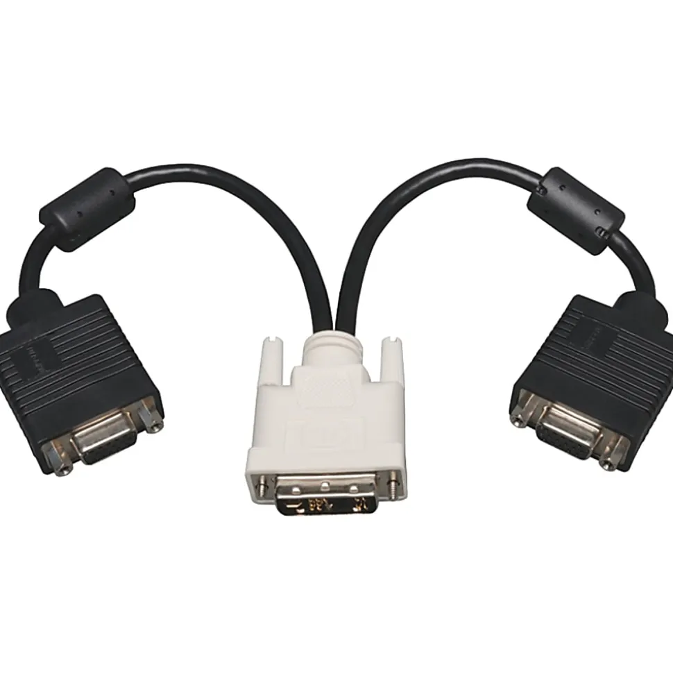 Eaton Tripp Lite Series DVI to VGA Y Splitter Adapter Cable (DVI-I to HD15 M/2xF), 1 ft. (0.3 m) - VGA splitter - P1200012