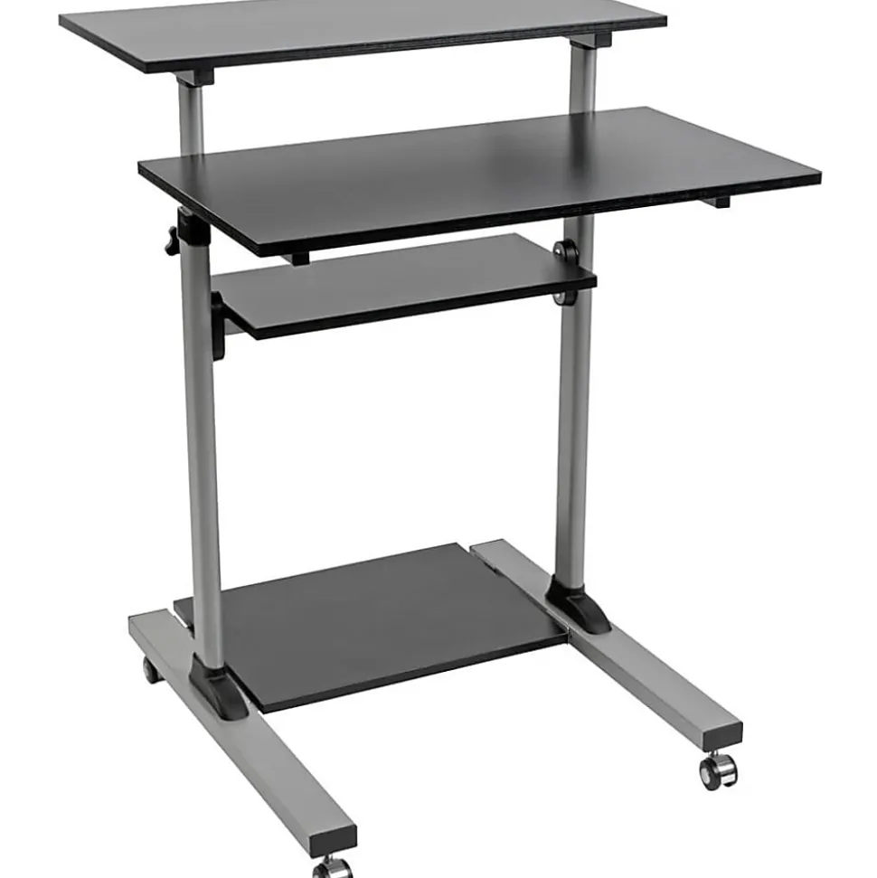 Eaton Tripp Lite Series Rolling Desk TV/Monitor Cart - 132.28 lb Capacity - 4x Shelf(ves) - Floor - Medium Density Fiberboard, Steel - Black - WWSSRC