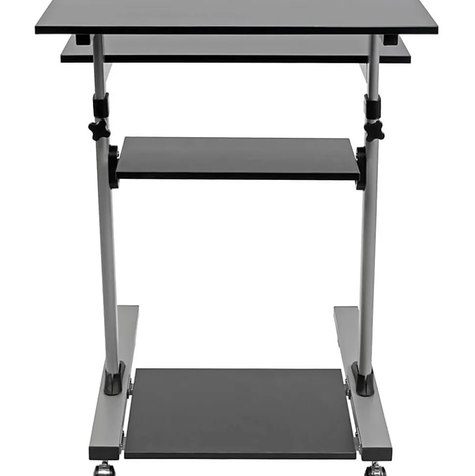 Eaton Tripp Lite Series Rolling Desk TV/Monitor Cart - 132.28 lb Capacity - 4x Shelf(ves) - Floor - Medium Density Fiberboard, Steel - Black - WWSSRC