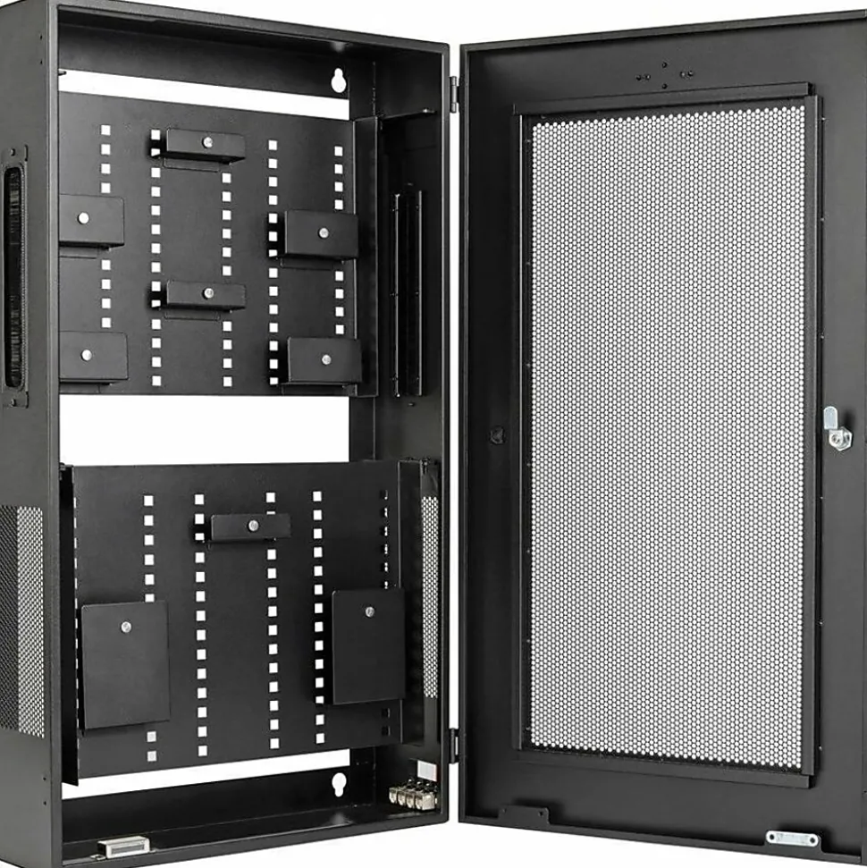 Eaton Tripp Lite Series SmartRack 3U Low-Profile Vertical-Mount Switch-Depth Wall-Mount Structured Wiring Enclosure, Adjustable Equipment Brackets