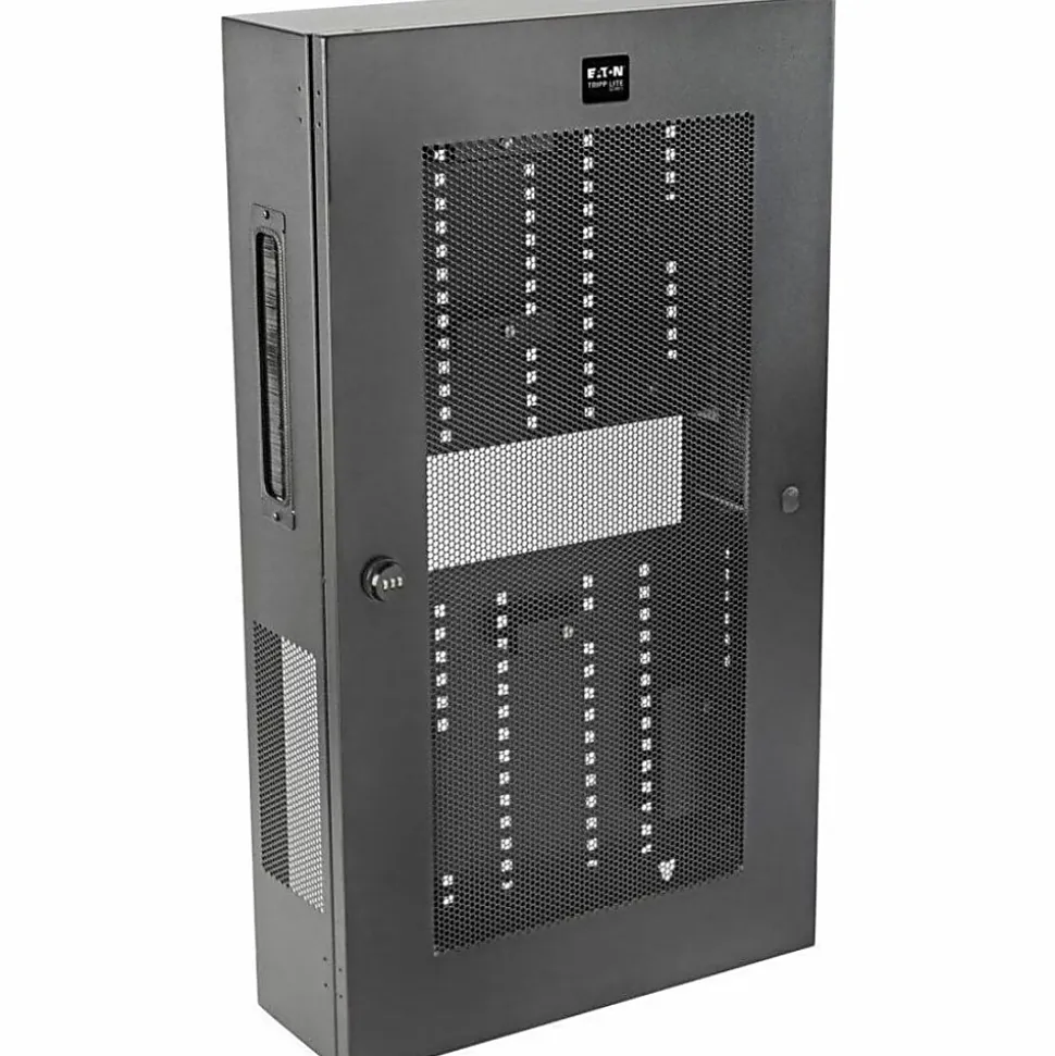 Eaton Tripp Lite Series SmartRack 3U Low-Profile Vertical-Mount Switch-Depth Wall-Mount Structured Wiring Enclosure, Adjustable Equipment Brackets
