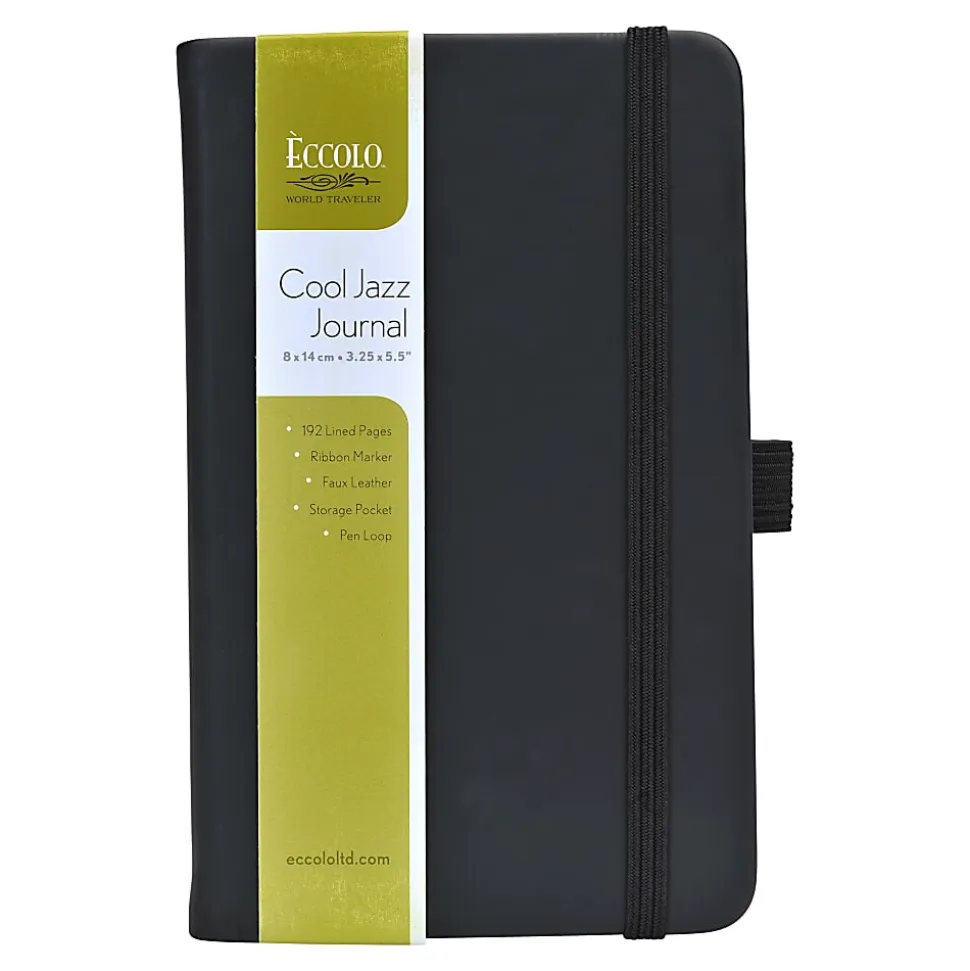 Eccolo™ Cool Jazz Journal, 3 1/2" x 5 1/2", Ruled, 192 Pages, Black