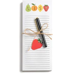 Eccolo List Pad With Pen, 4" x 10", Ruled, 100 Sheets, Mixed Fruit
